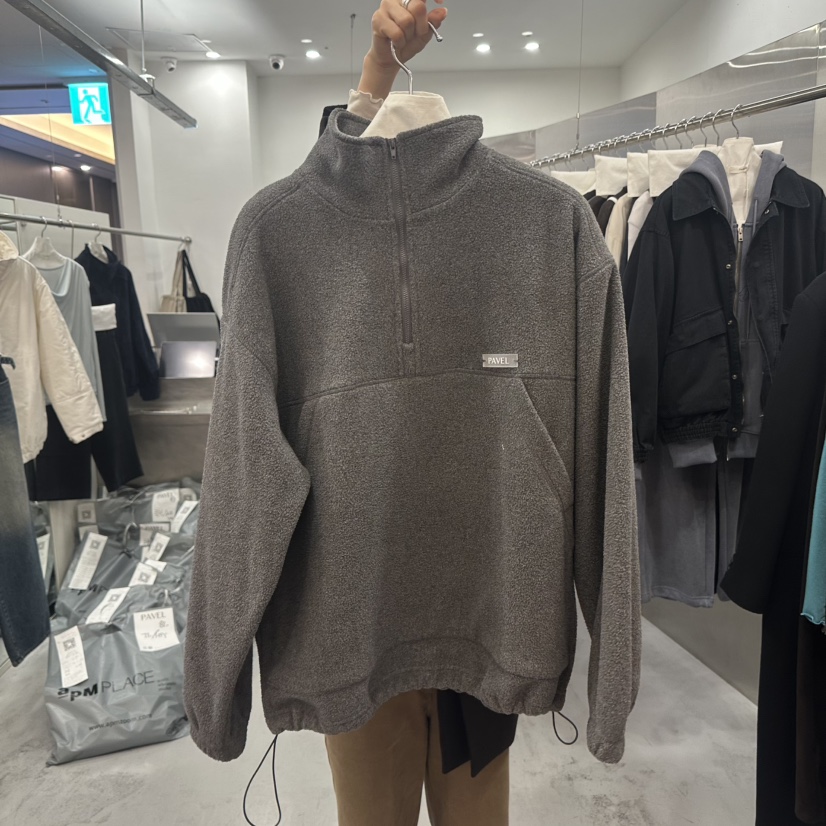 PAVEL韓國代購女士新品熱賣休閑時尚推薦人氣衛衣半拉鏈抓絨PAVEL衛衣圖色1墨色