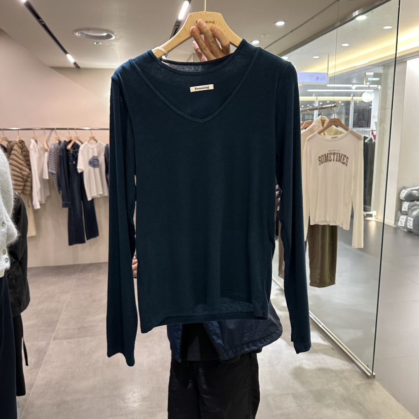 URBANSTORY/REMAKING東大門實拍女士新品推薦真品長袖T恤Remaking/URBANSTORY長袖T恤圖色3藏青色