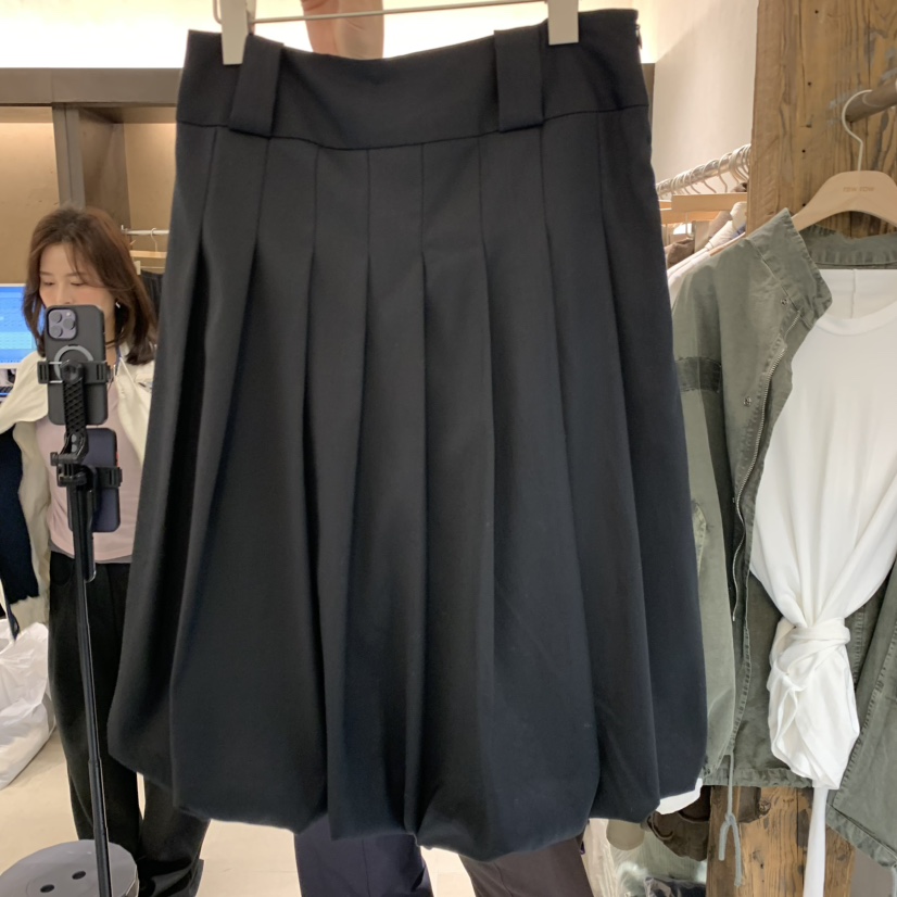 RAWROW韓國代購女裝新品休閑半身裙中短裙不含腰帶百褶褶裙RAWROW半身裙/中短裙圖色1黑