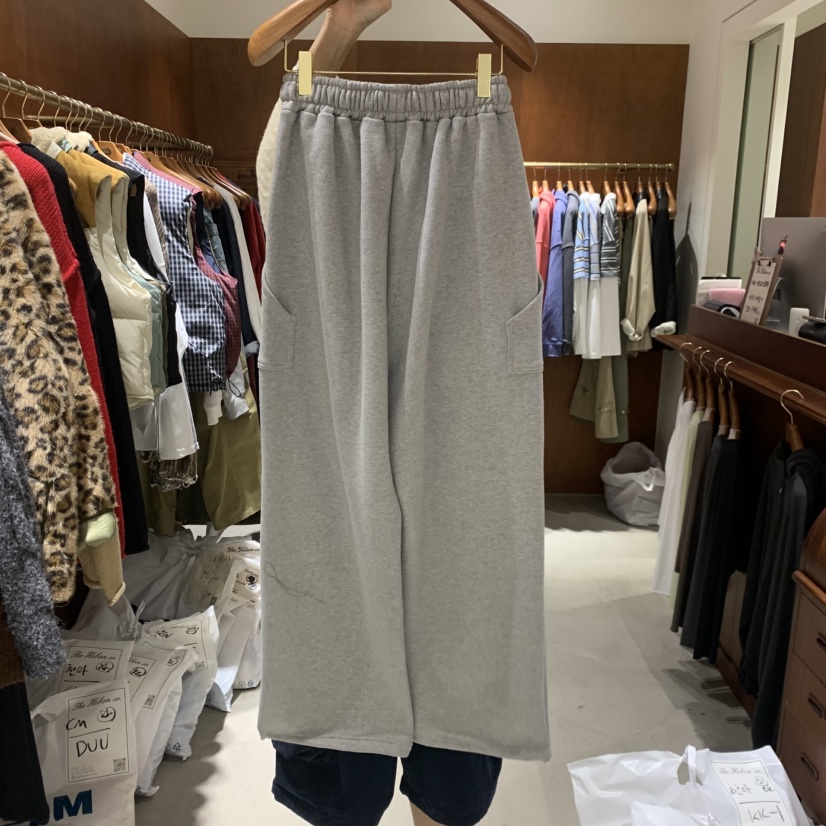 HEBON韓國直郵女裝新款休閑時尚休閑褲毛圈布加絨抓絨雙層HEBON休閑褲