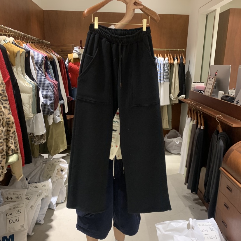 HEBON韓國直郵女裝新款休閑時尚休閑褲毛圈布加絨抓絨雙層HEBON休閑褲圖色2
