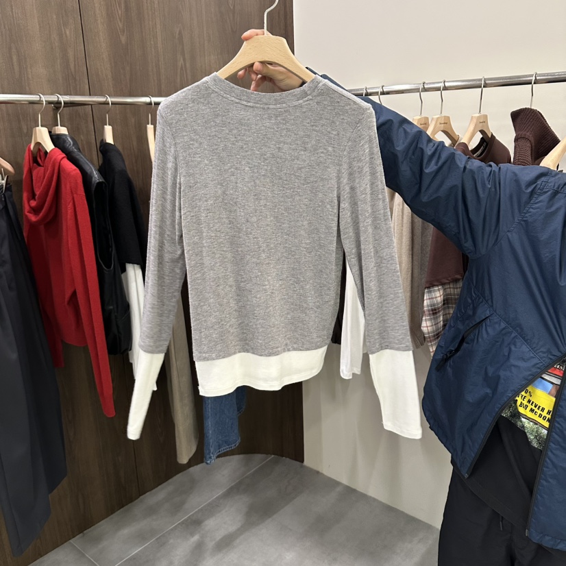 URBANSTORY/REMAKING韓國直郵女裝新款時尚熱賣長袖T恤撞色Remaking/URBANSTORY長袖T恤