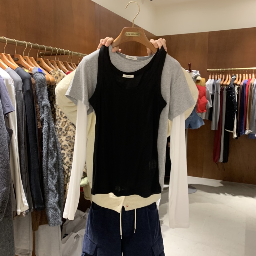 HEBON東大門實拍女士新品熱賣休閑時尚真品推薦套裝假兩件HEBON套裝