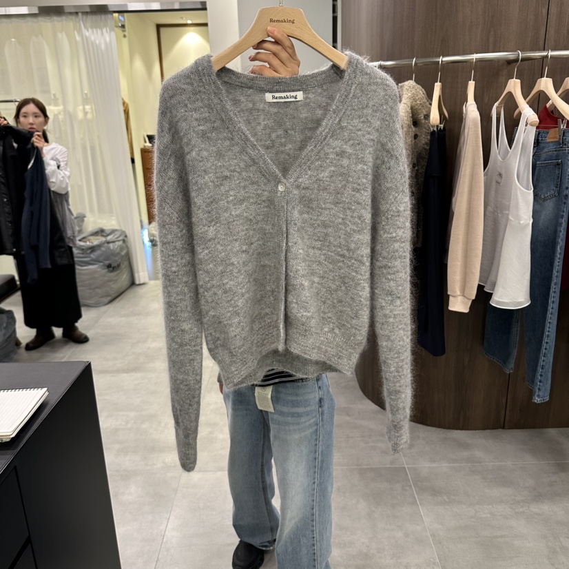 URBANSTORY/REMAKING東大門實拍女裝新款休閑開衫開襟衫馬海毛Remaking/URBANSTORY開衫圖色2