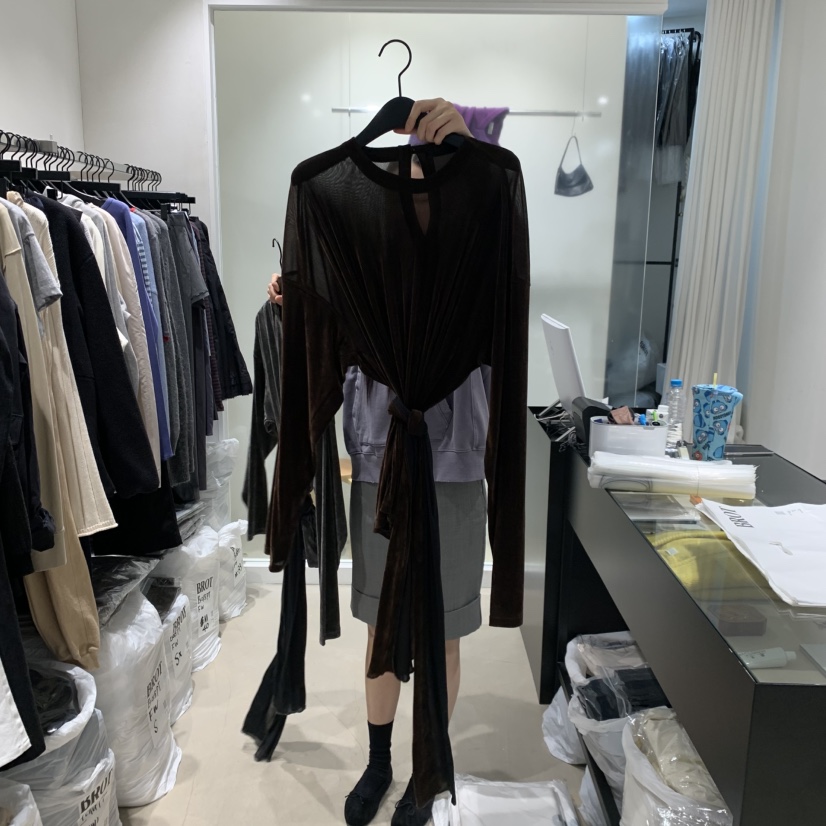 BROT東大門代購女士新品真品人氣推薦時尚休閑長袖T恤含圍巾BROT長袖T恤圖色3棕色