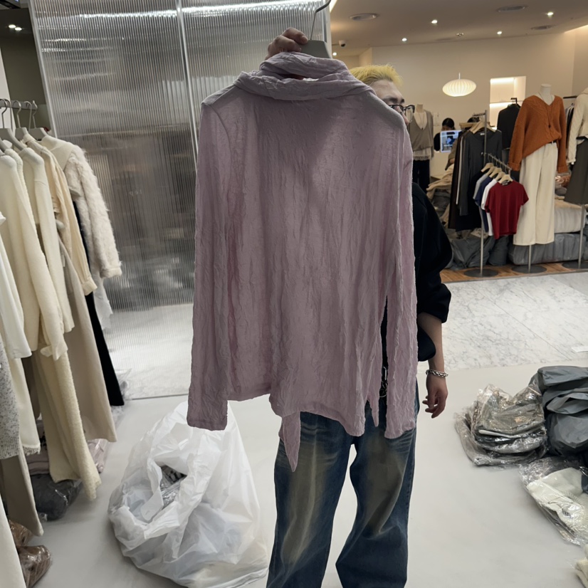 LEPI韓國代購女裝新品休閑真品人氣熱賣時尚推薦長袖T恤褶皺LEPI長袖T恤