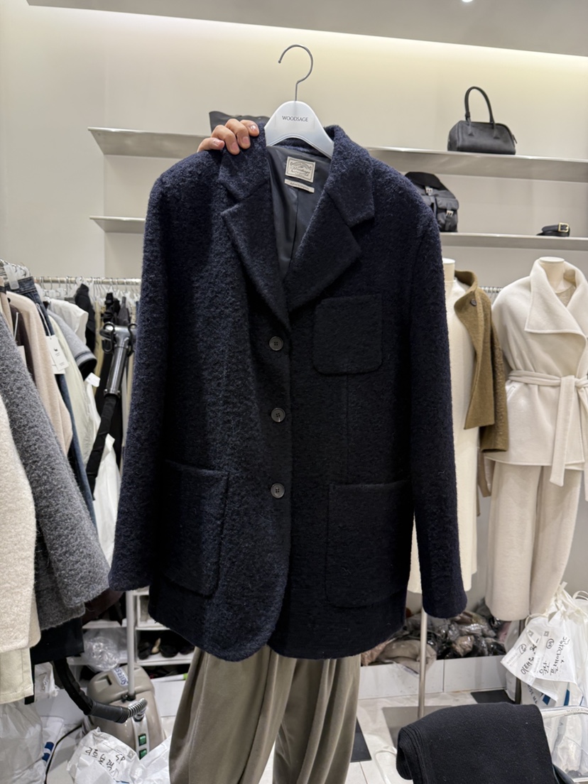 WOOD SAGE韓國直郵女裝新款真品熱賣人氣夾克羊駝毛羽絨服WOOD SAGE夾克圖色3네이비