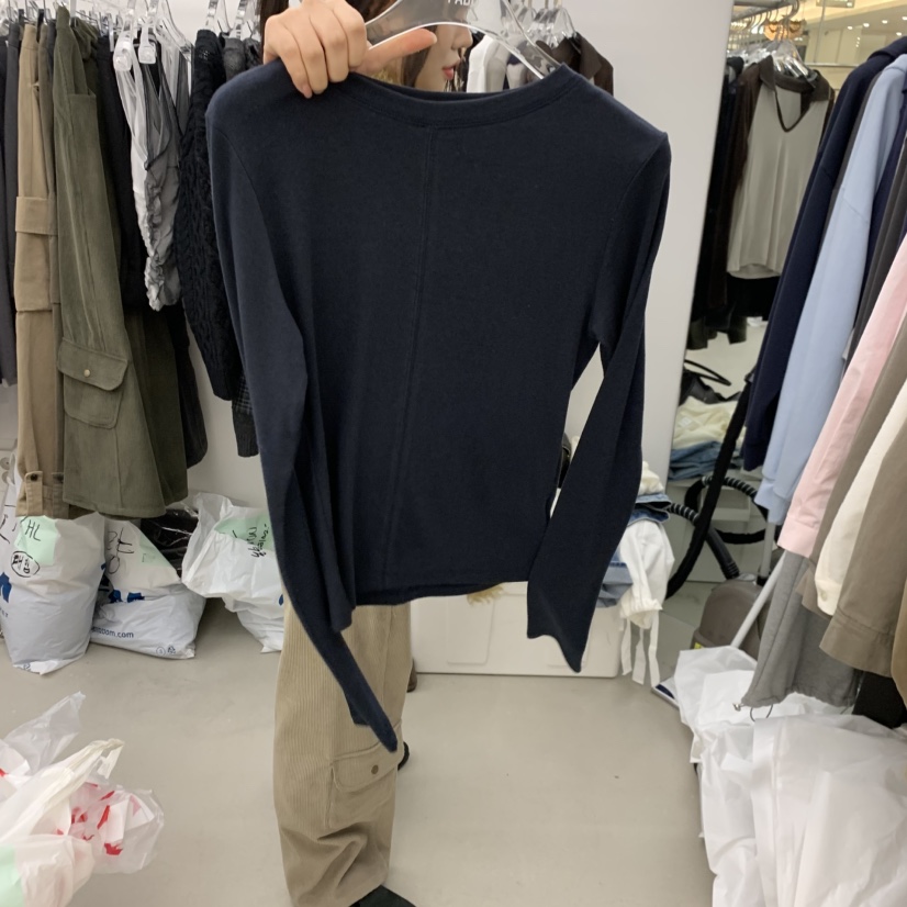 PADO韓國直郵女裝新款時尚熱賣人氣休閑推薦真品長袖T恤PADO長袖T恤圖色2深藍色