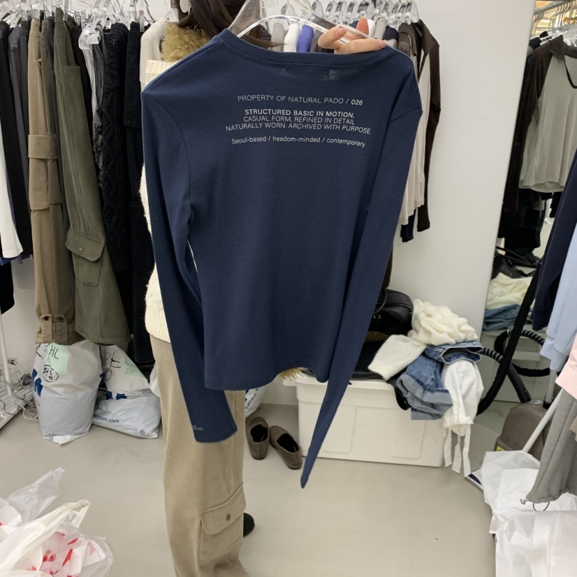 PADO韓國直郵女士新款推薦休閑時尚真品熱賣人氣長袖T恤字母PADO長袖T恤