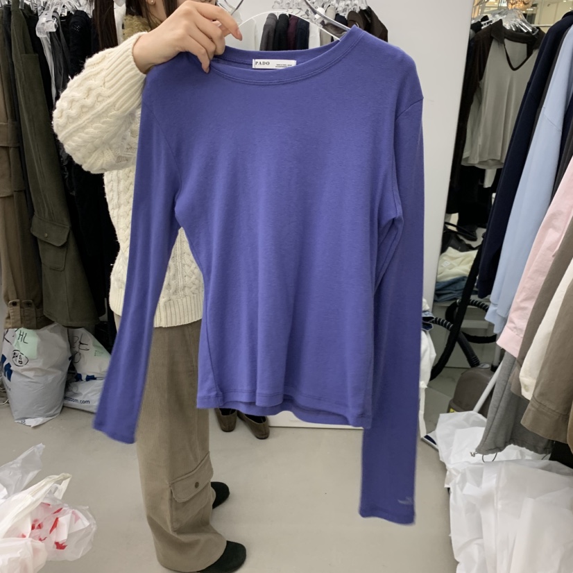 PADO韓國直郵女士新款推薦休閑時尚真品熱賣人氣長袖T恤字母PADO長袖T恤圖色6藍