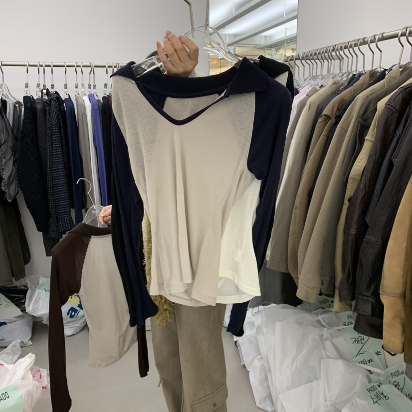 PADO東大門實拍女士新品時尚推薦休閑熱賣真品人氣長袖T恤PADO長袖T恤圖色3深藍色