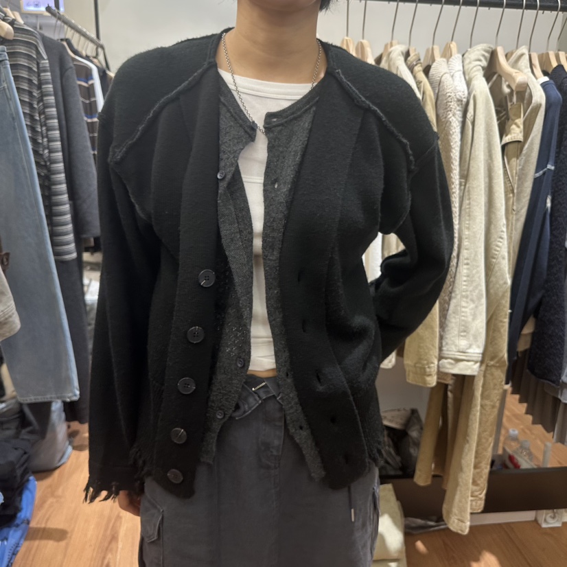 JADEMARKET東大門代購女士新款推薦毛衣假兩件舒適的雙層開衫JADE MARKET/JADE SEOUL毛衣圖色2