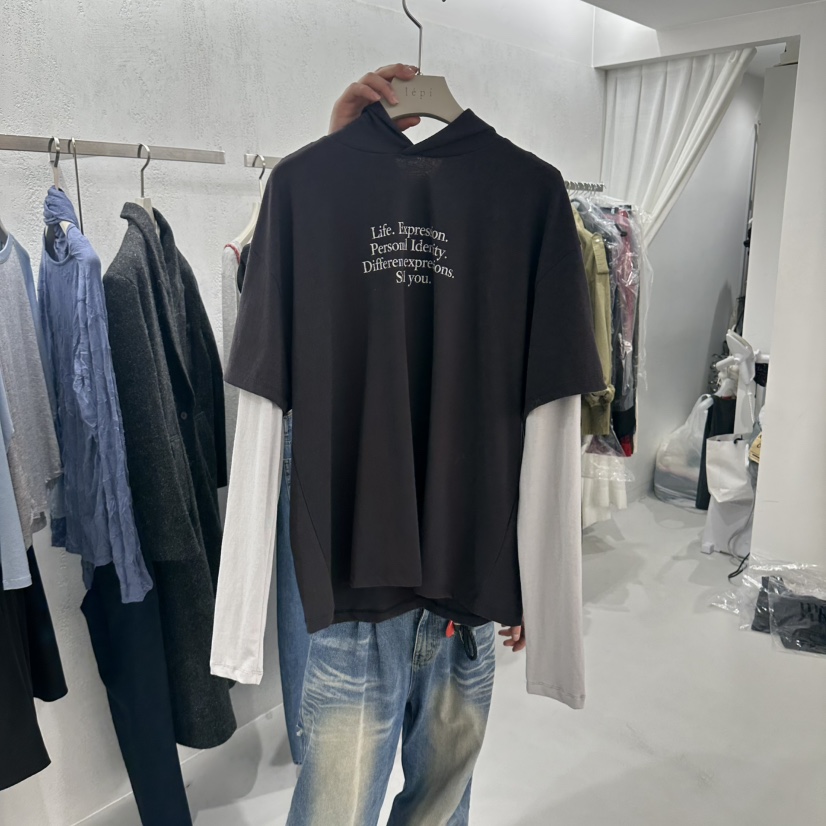 LEPI東大門直郵女裝新品真品熱賣推薦長袖T恤連帽衫字母撞色LEPI長袖T恤圖色2