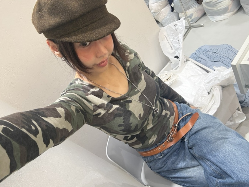 PLATFORM-L東大門代購女裝新品時尚休閑人氣長袖T恤迷彩PLATFORM-L長袖T恤