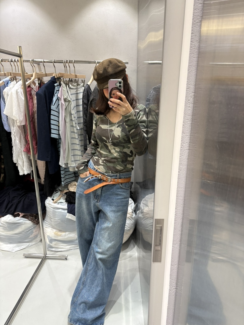 PLATFORM-L東大門代購女裝新品時尚休閑人氣長袖T恤迷彩PLATFORM-L長袖T恤
