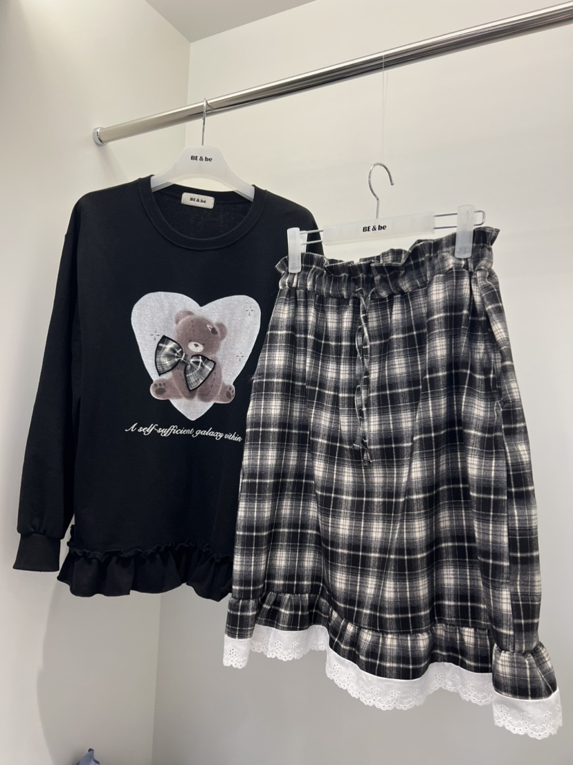 BE&amp;BE韓國代購女裝新品真品推薦熱賣半身裙中短裙格子BE&be半身裙/中短裙