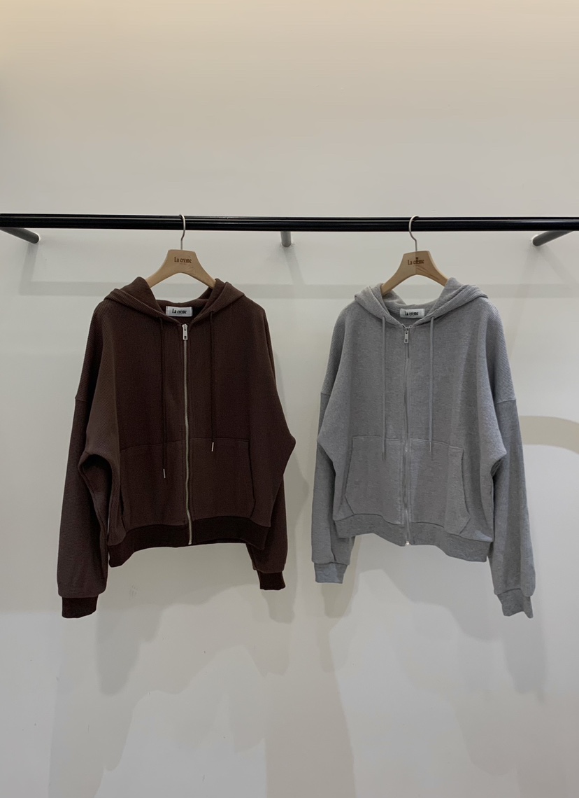 LA CREME東大門直郵女裝新品真品休閑衛衣拉鏈連帽衫華夫格LA CREME衛衣