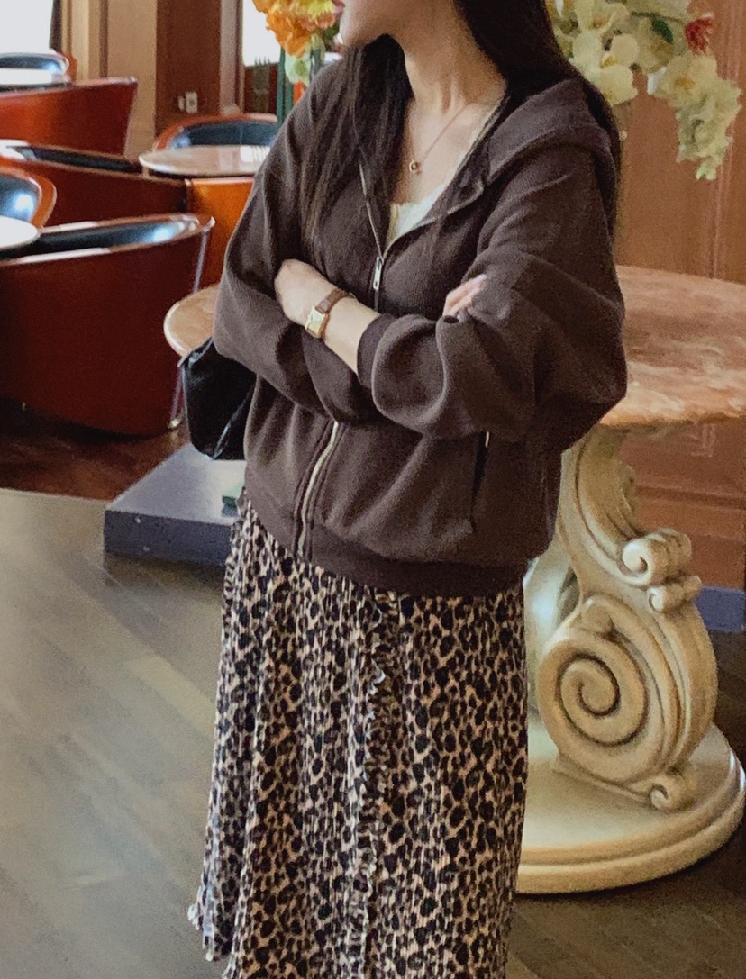 LA CREME東大門直郵女裝新品真品休閑衛衣拉鏈連帽衫華夫格LA CREME衛衣