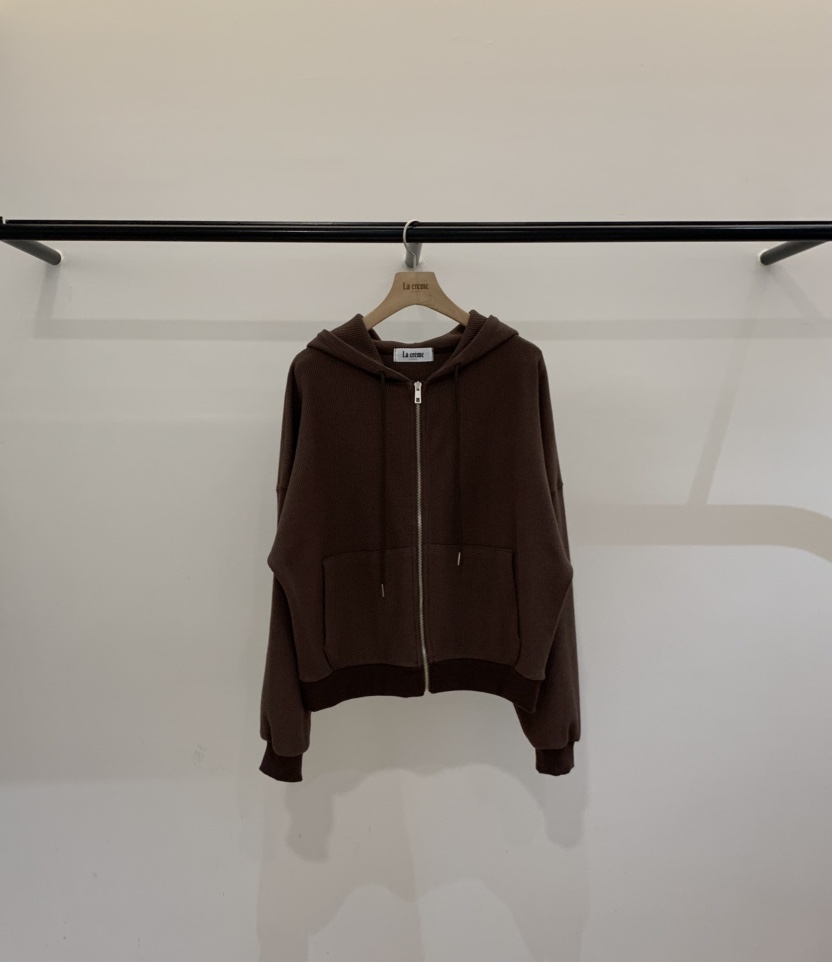 LA CREME東大門直郵女裝新品真品休閑衛衣拉鏈連帽衫華夫格LA CREME衛衣圖色1