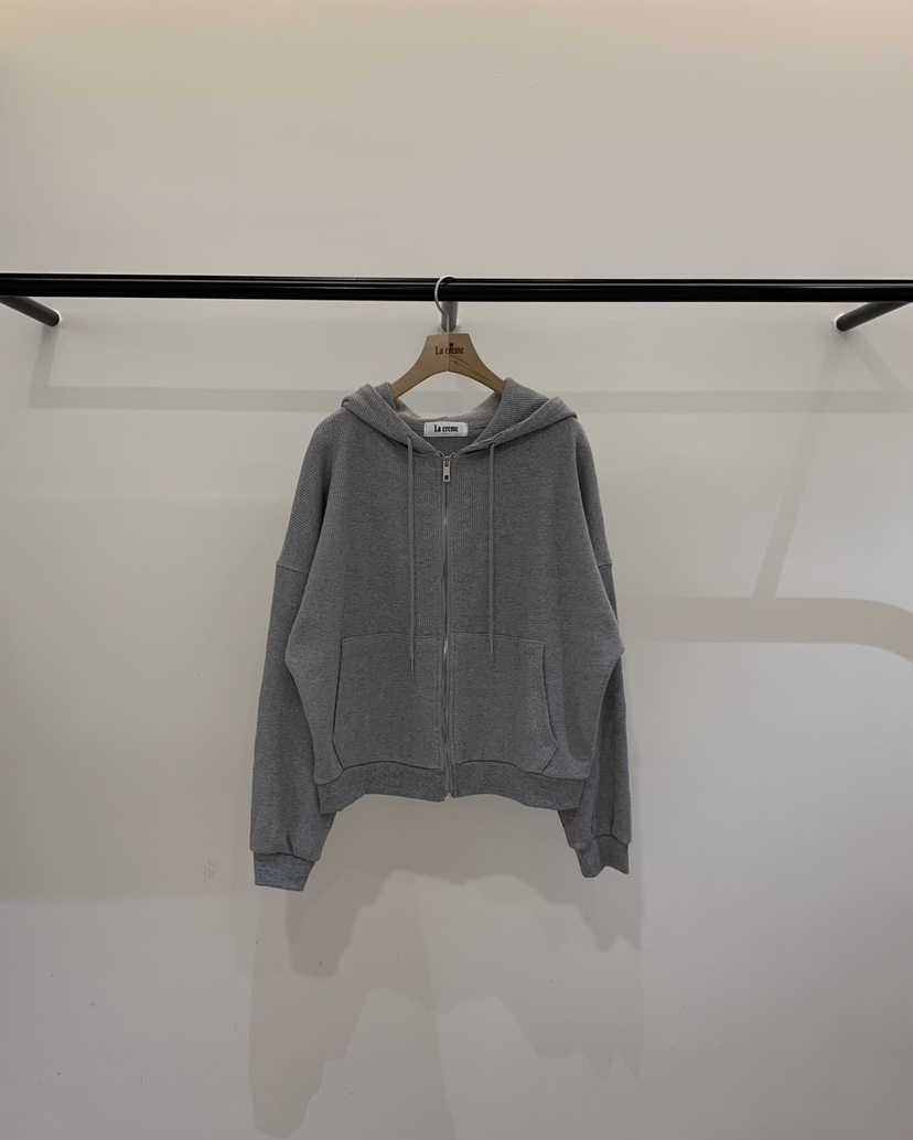 LA CREME東大門直郵女裝新品真品休閑衛衣拉鏈連帽衫華夫格LA CREME衛衣圖色2