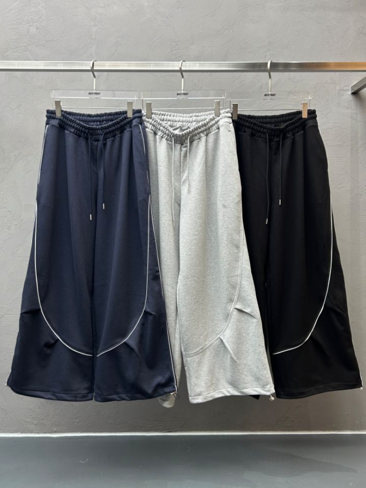 HESTORY東大門代購女裝新品休閑休閑褲男女同款毛圈布條紋HESTORY休閑褲