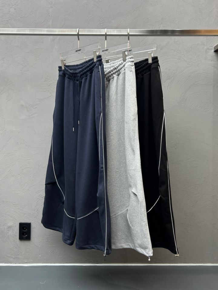 HESTORY東大門代購女裝新品休閑休閑褲男女同款毛圈布條紋HESTORY休閑褲