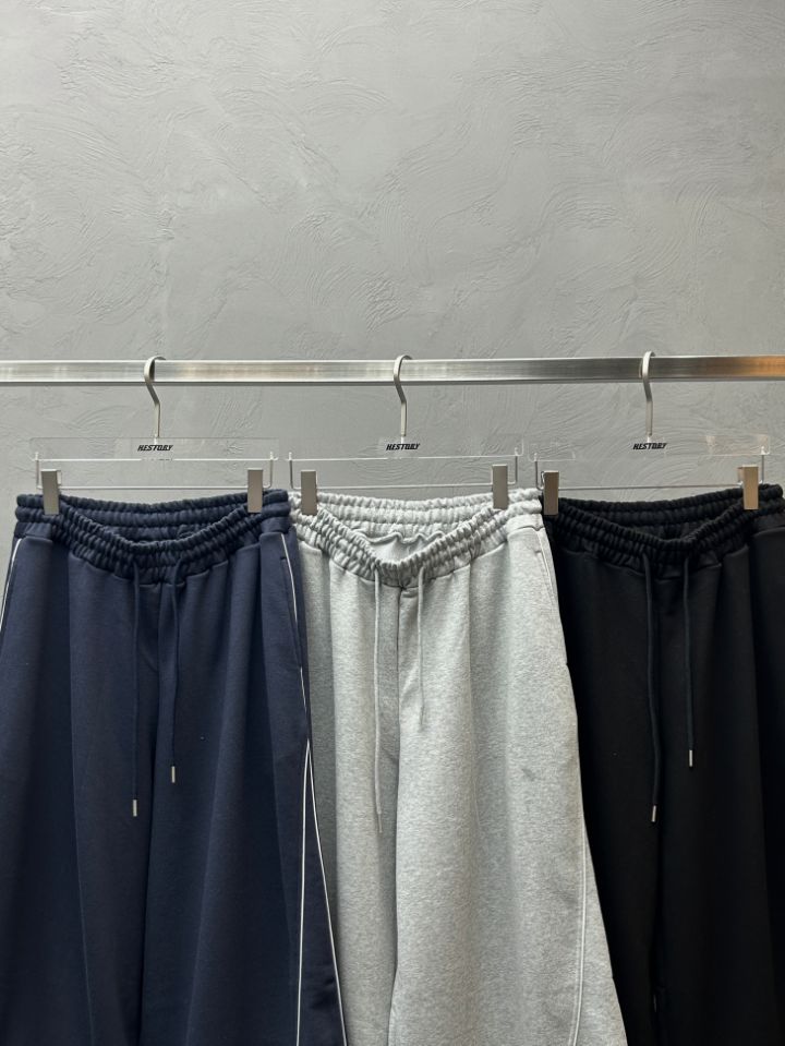 HESTORY東大門代購女裝新品休閑休閑褲男女同款毛圈布條紋HESTORY休閑褲