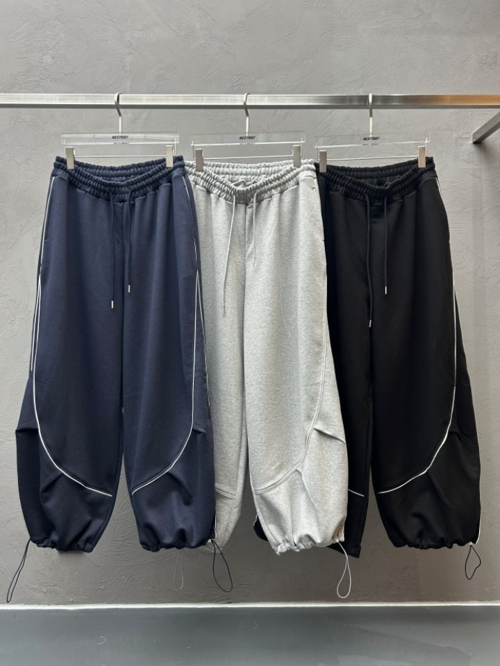 HESTORY東大門代購女裝新品休閑休閑褲男女同款毛圈布條紋HESTORY休閑褲
