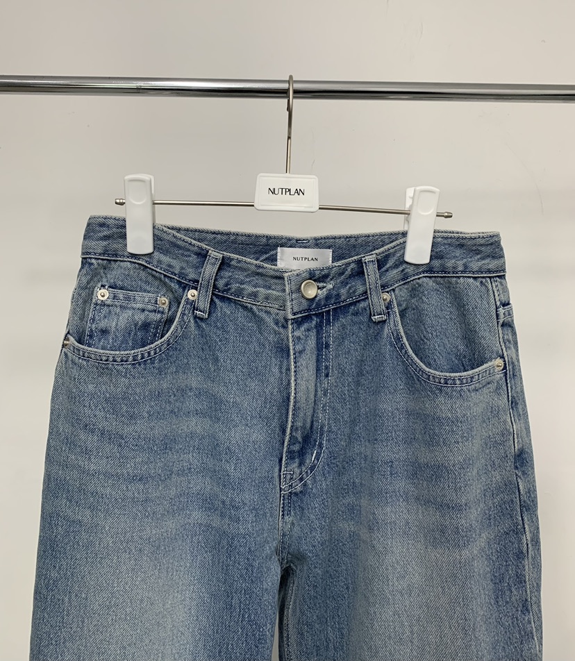 NUTPLAN韓國直郵女裝新品休閑真品時尚牛仔褲斜紋布喇叭褲NUTPLAN牛仔褲