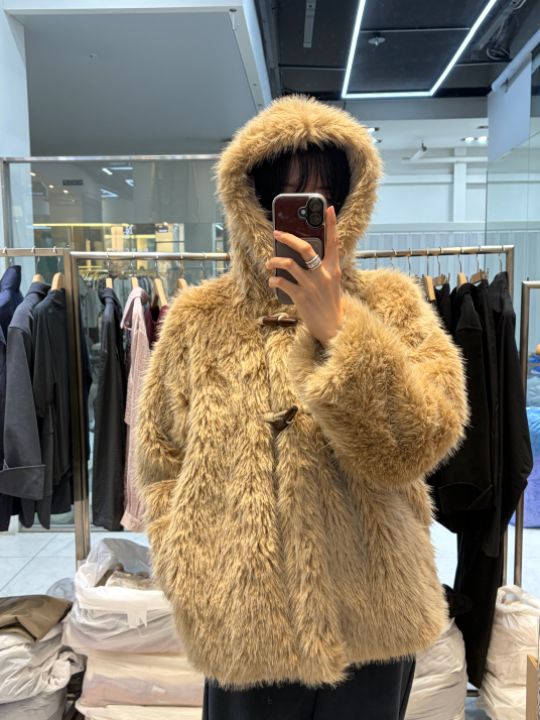 베슬東大門代購女裝新品人氣熱賣真品休閑短款大衣連帽衫VESL短款大衣