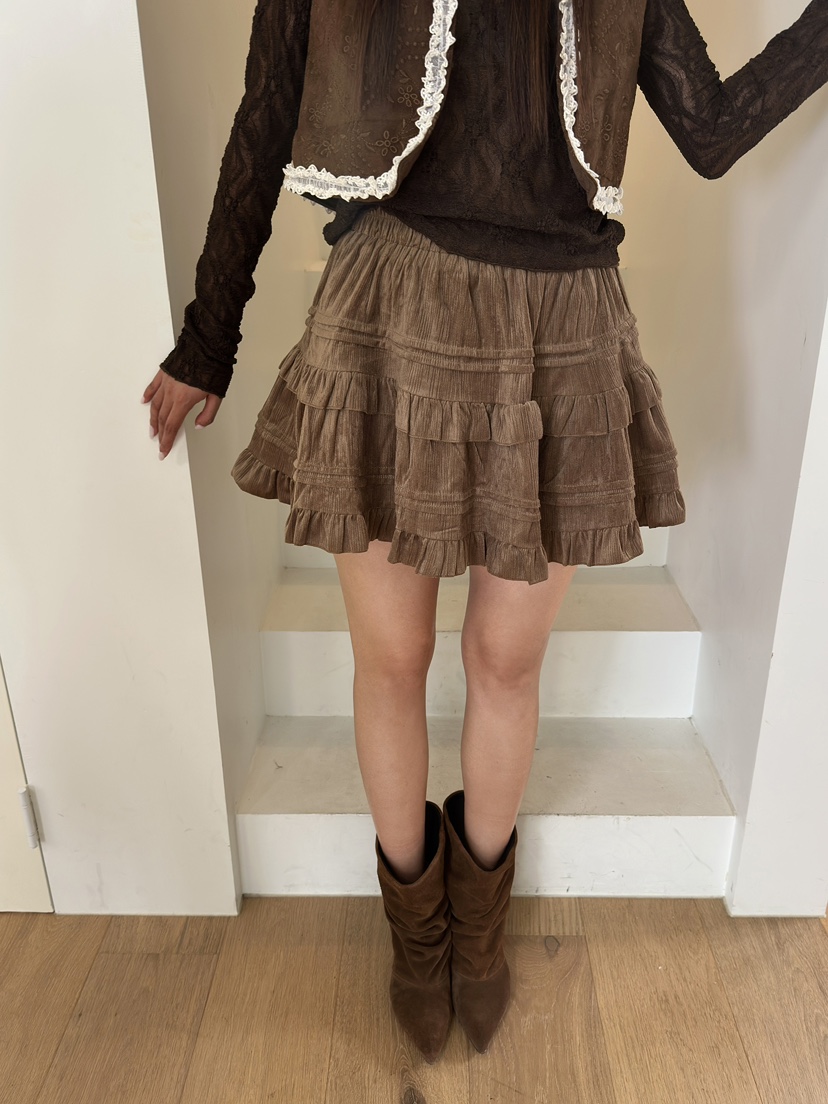81 MARKET-L東大門代購女士新款休閑熱賣短裙天鵝絨褶裥81 MARKET-L短裙
