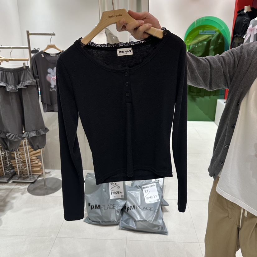 MINI UNNI韓國代購女士新品休閑時尚推薦真品熱賣長袖T恤MINI UNNI長袖T恤圖色3