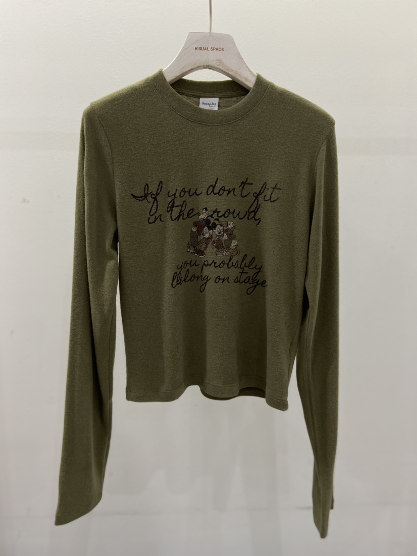 VISUAL SPACE/PAGE92/FLEISCHER東大門代購女士新品時尚長袖T恤VISUAL SPACE/PAGE92/FLEISCHER長袖T恤圖色2綠色
