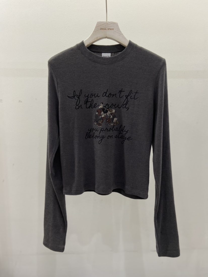 VISUAL SPACE/PAGE92/FLEISCHER東大門代購女士新品時尚長袖T恤VISUAL SPACE/PAGE92/FLEISCHER長袖T恤圖色3墨色