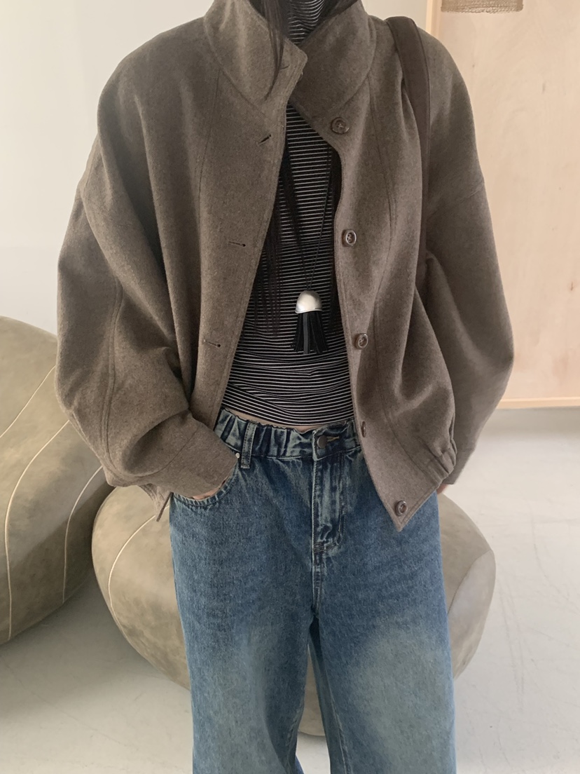 RIVER RAIN東大門直郵女裝新品真品推薦短款大衣羊絨高領RIVER RAIN短款大衣