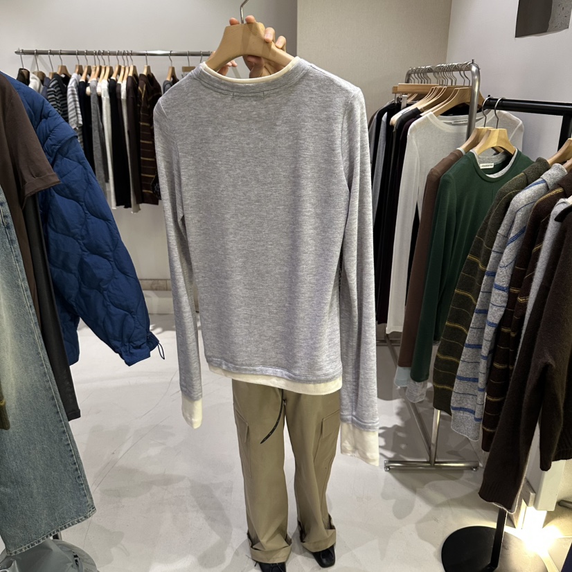 ANDMORE BUTTON韓國直郵女士新品休閑推薦熱賣真品長袖T恤ANDMORE BUTTON長袖T恤