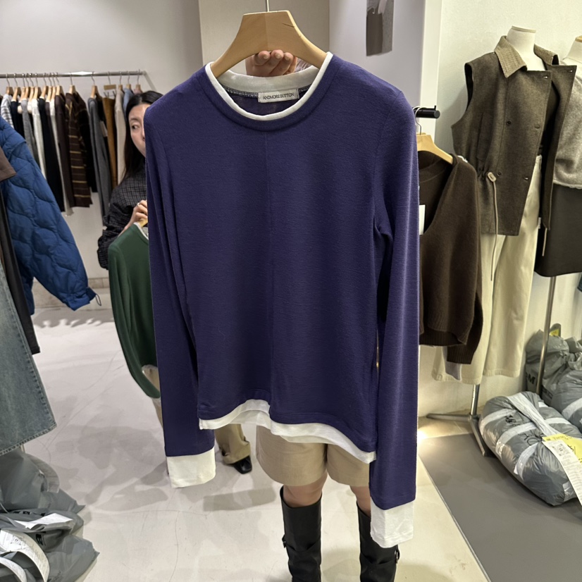 ANDMORE BUTTON韓國直郵女士新品休閑推薦熱賣真品長袖T恤ANDMORE BUTTON長袖T恤圖色2