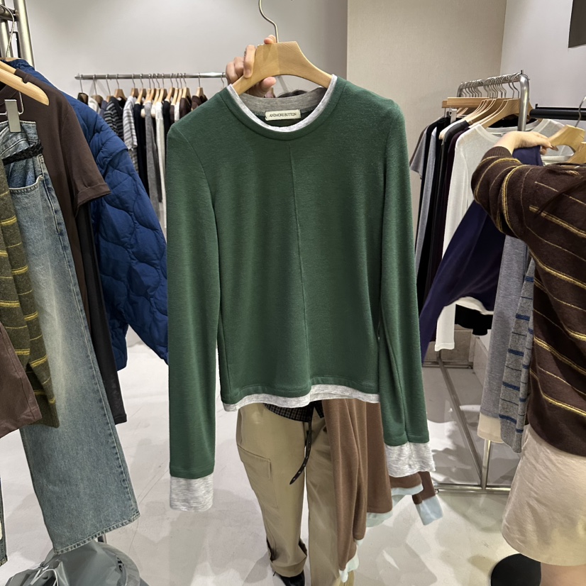 ANDMORE BUTTON韓國直郵女士新品休閑推薦熱賣真品長袖T恤ANDMORE BUTTON長袖T恤圖色3