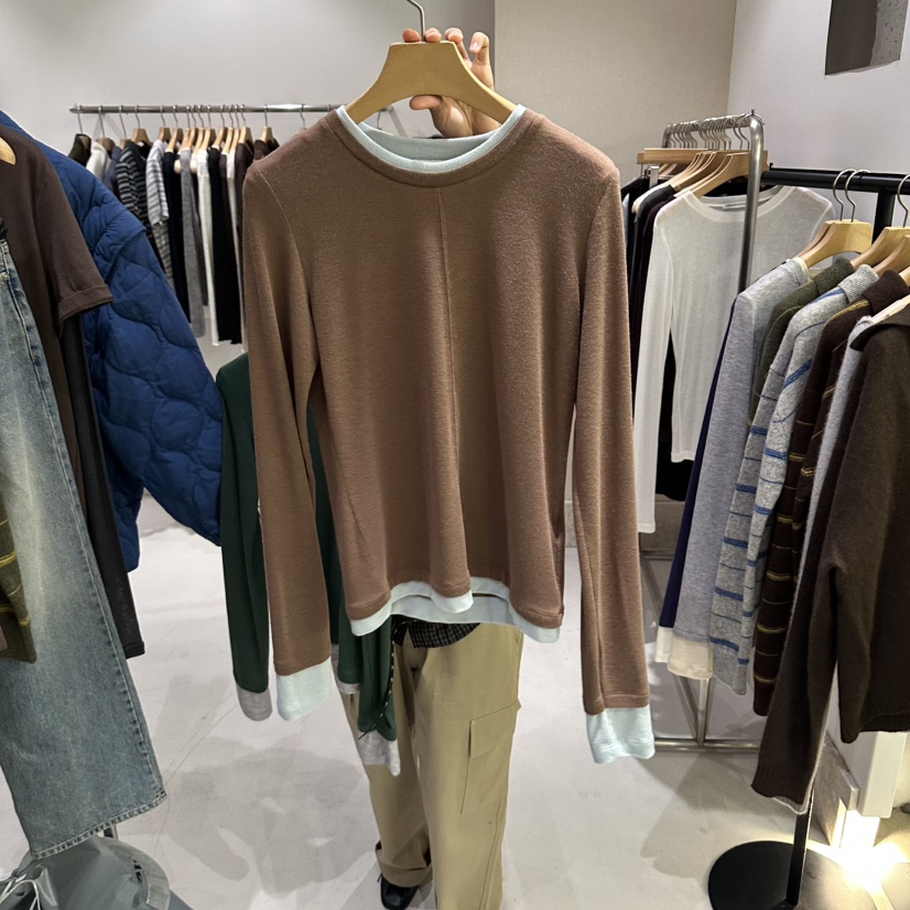 ANDMORE BUTTON韓國直郵女士新品休閑推薦熱賣真品長袖T恤ANDMORE BUTTON長袖T恤圖色4
