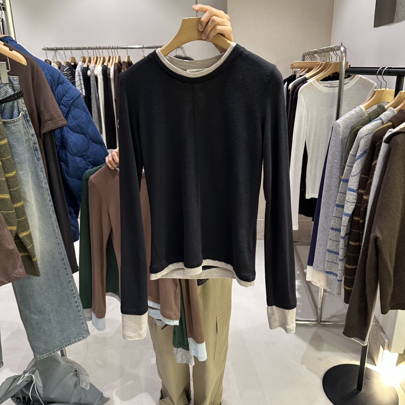 ANDMORE BUTTON韓國直郵女士新品休閑推薦熱賣真品長袖T恤ANDMORE BUTTON長袖T恤圖色5
