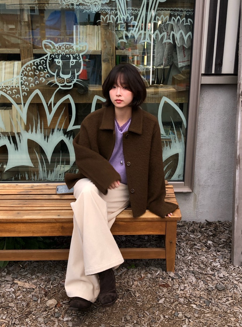 ERUME韓國直郵女士新款時尚休閑人氣推薦短款大衣手工制品ERUME短款大衣