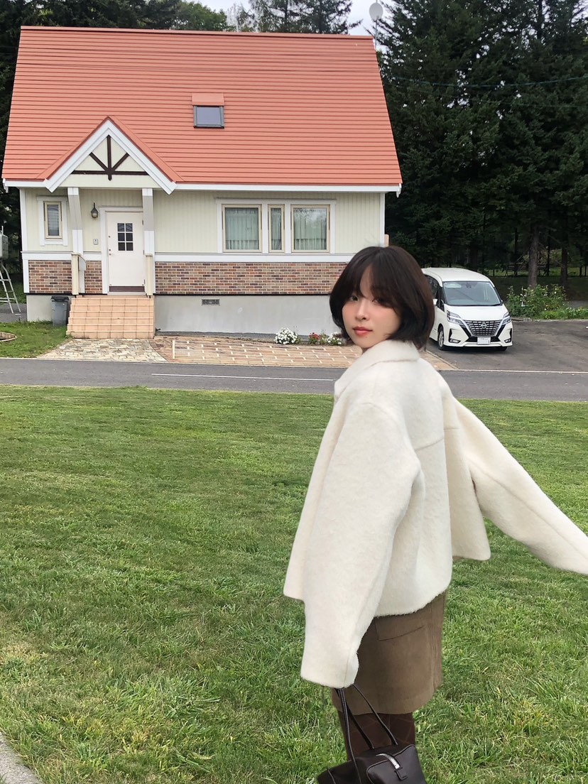 ERUME韓國直郵女士新款時尚休閑人氣推薦短款大衣手工制品ERUME短款大衣