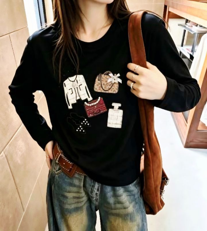 RICO/BLING BLING-S東大門實拍女裝新款推薦時尚長袖T恤RICO/BLING BLING-S長袖T恤