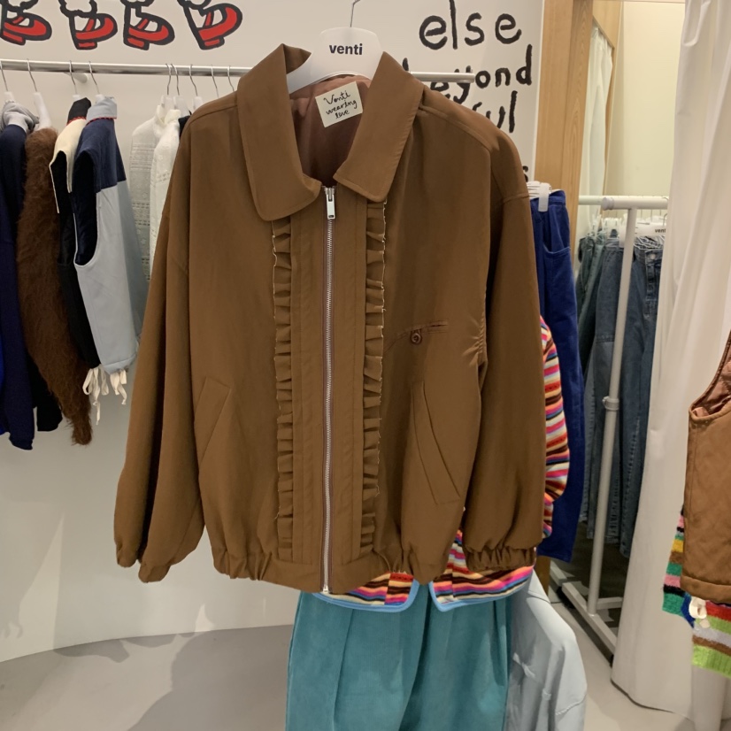 VENTI東大門實拍女士新款熱賣人氣時尚休閑夾克荷葉邊絨面革VENTI夾克圖色2
