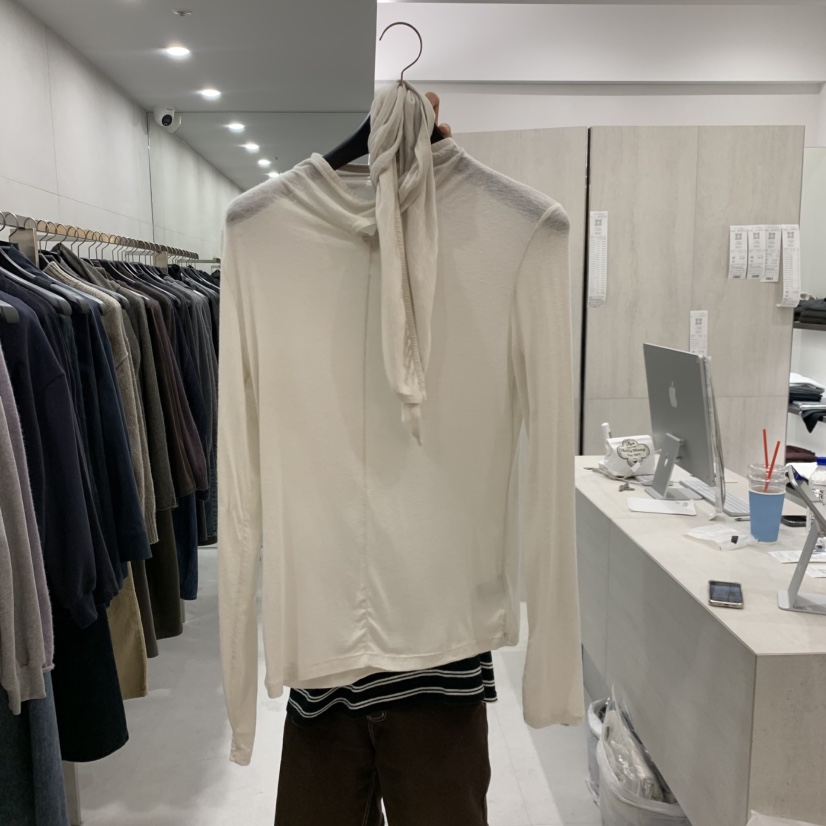 ETTER-B韓國代購女士新品真品休閑熱賣時尚人氣長袖T恤圍巾ETTER-B長袖T恤圖色1白