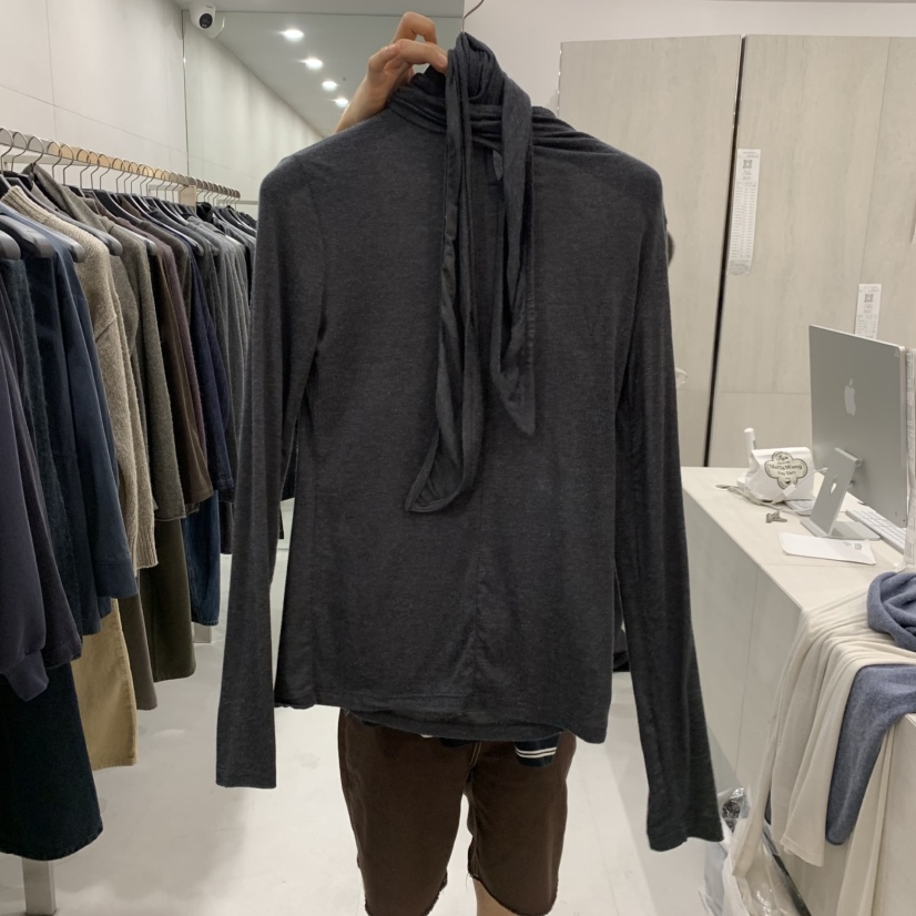 ETTER-B韓國代購女士新品真品休閑熱賣時尚人氣長袖T恤圍巾ETTER-B長袖T恤圖色2深灰