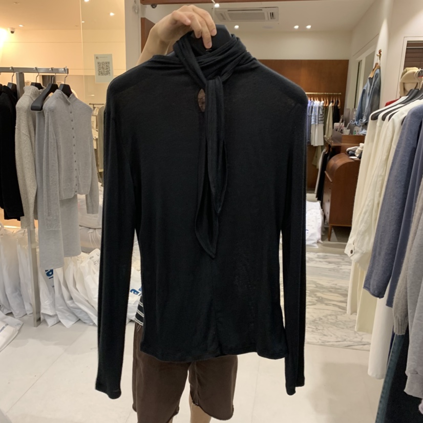 ETTER-B韓國代購女士新品真品休閑熱賣時尚人氣長袖T恤圍巾ETTER-B長袖T恤圖色4黑