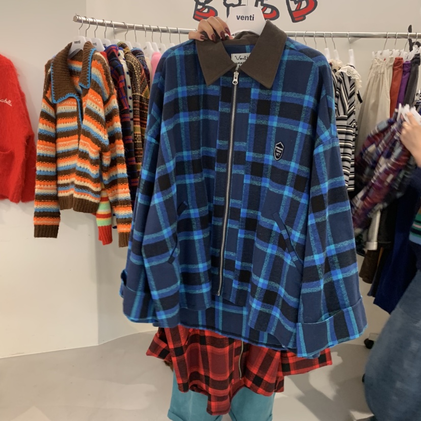 VENTI東大門實拍女裝新品人氣推薦休閑熱賣時尚真品夾克格紋VENTI夾克圖色1