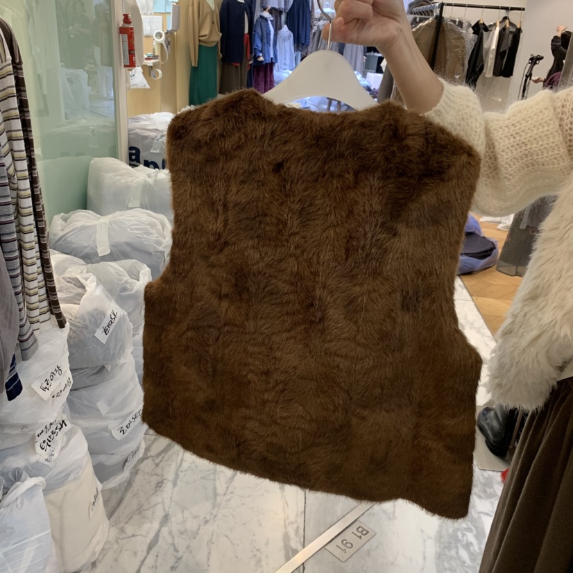 ALMOND東大門代購女裝新款人氣時尚真品休閑熱賣馬甲羊皮ALMOND馬甲