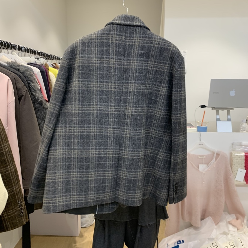 RUMIRU/AWEAR東大門直郵女士新款時尚真品熱賣短款大衣格子awear/RUMIRU短款大衣